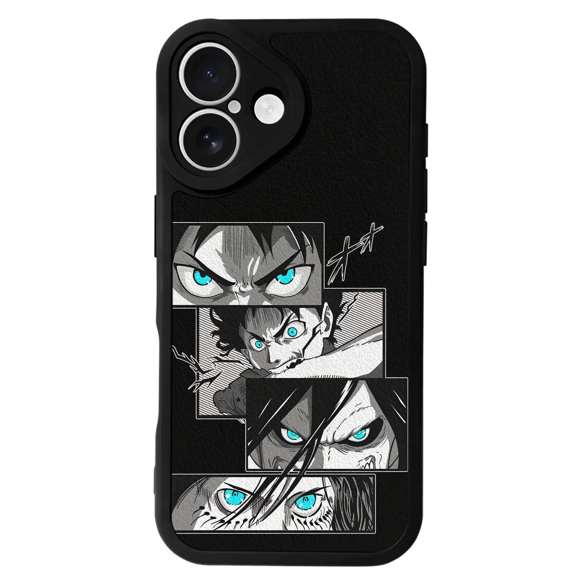 進撃の巨人 グッズ エレン・イェーガー - IPhone 16シリーズ対応 ・ シリコンスマホケース ・ レザー調 ・ 高精度フィット ・ 耐衝撃 ・ ワイヤレス充電対応 ・ 精密カット